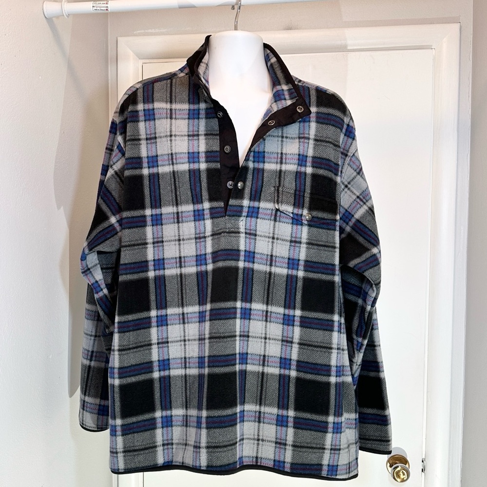 IZOD Streetwear 1/4 Snap-Up Scottish Plaid Pullover Shirt Jacket XXL - Picture 2 of 10
